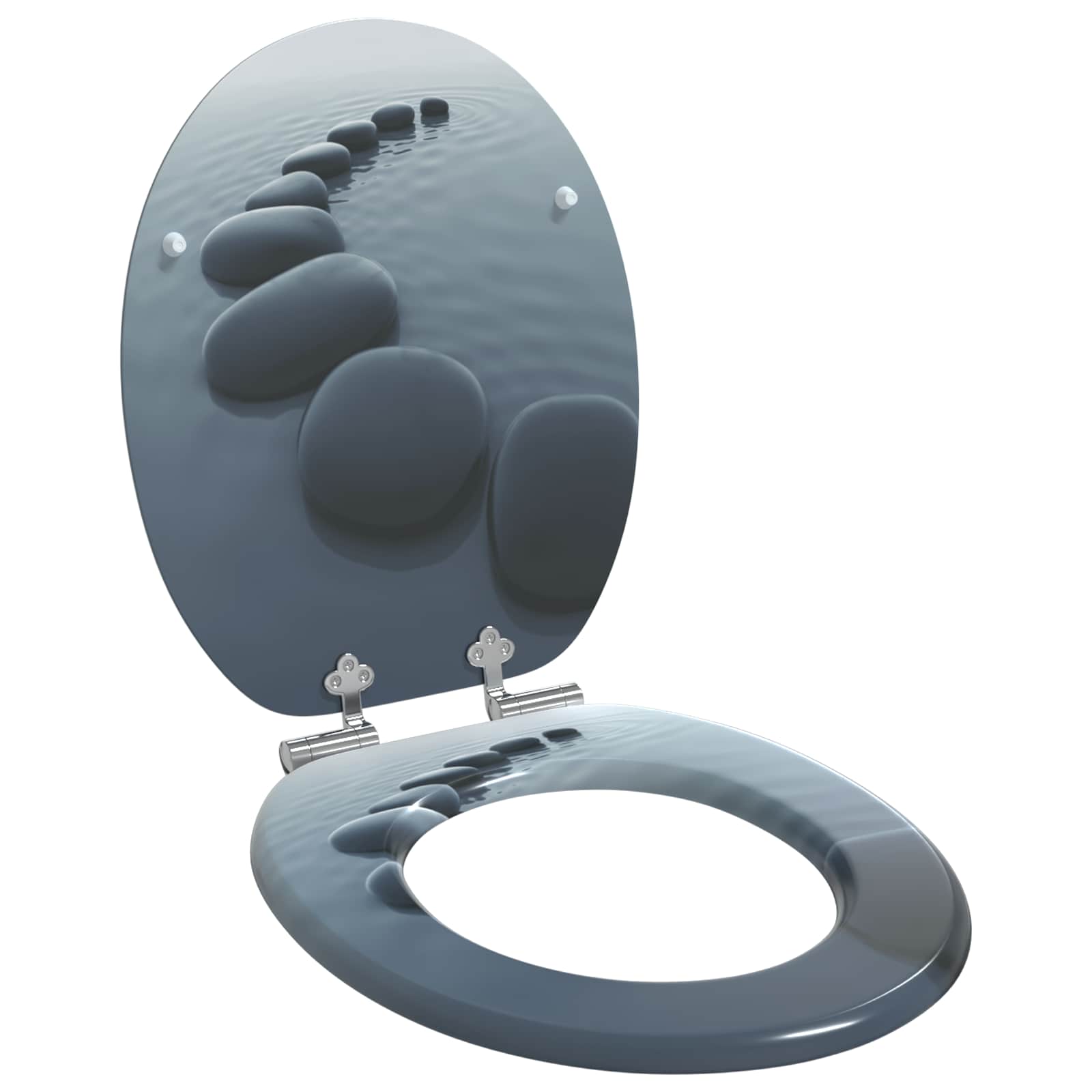 Vidaxx WC-Sitz mit Absenkautomatik, 2 Stück, grau, 44 x 38 cm, MDF-Platte