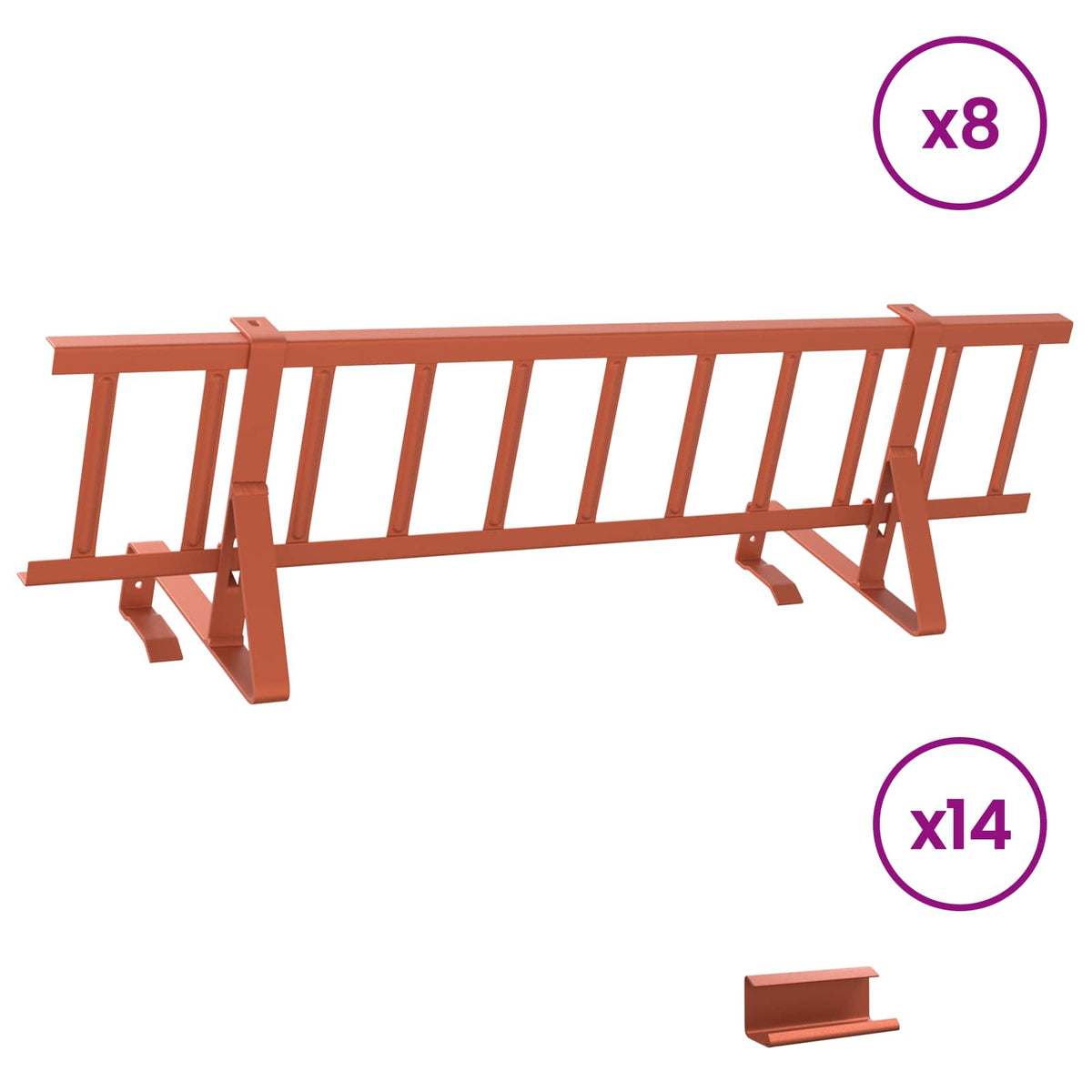 Vidaxx Dachschneehalterung Rot 800 x 29,5 x 34,5 cm Stahl