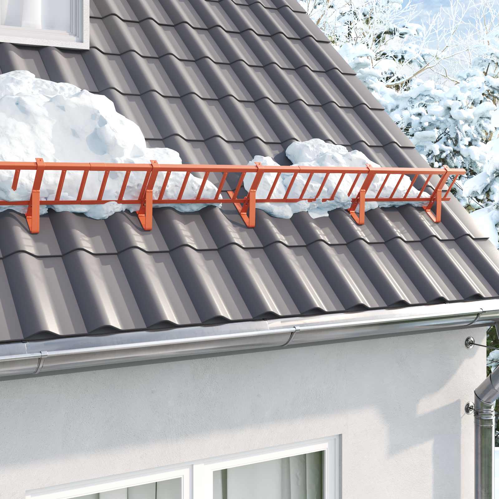 Vidaxx Dachschneehalterung Rot 300 x 2,5 x 20 cm Stahl
