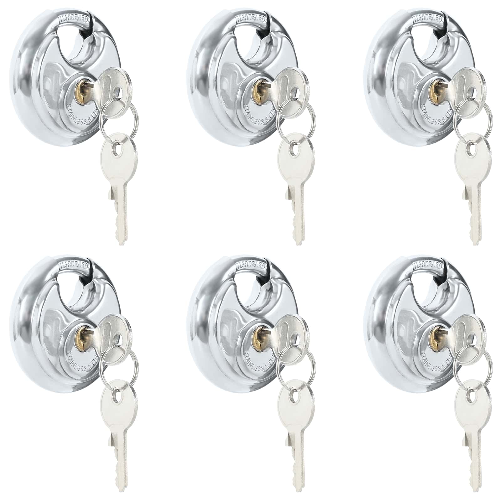 Vidaxl Diskusschlösser mit Schlüssel 6 Stück Silber 6 x 2,3 x 6 cm