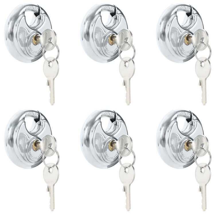 Vidaxl Diskusschlösser mit Schlüssel 6 Stück Silber 6 x 2,3 x 6 cm