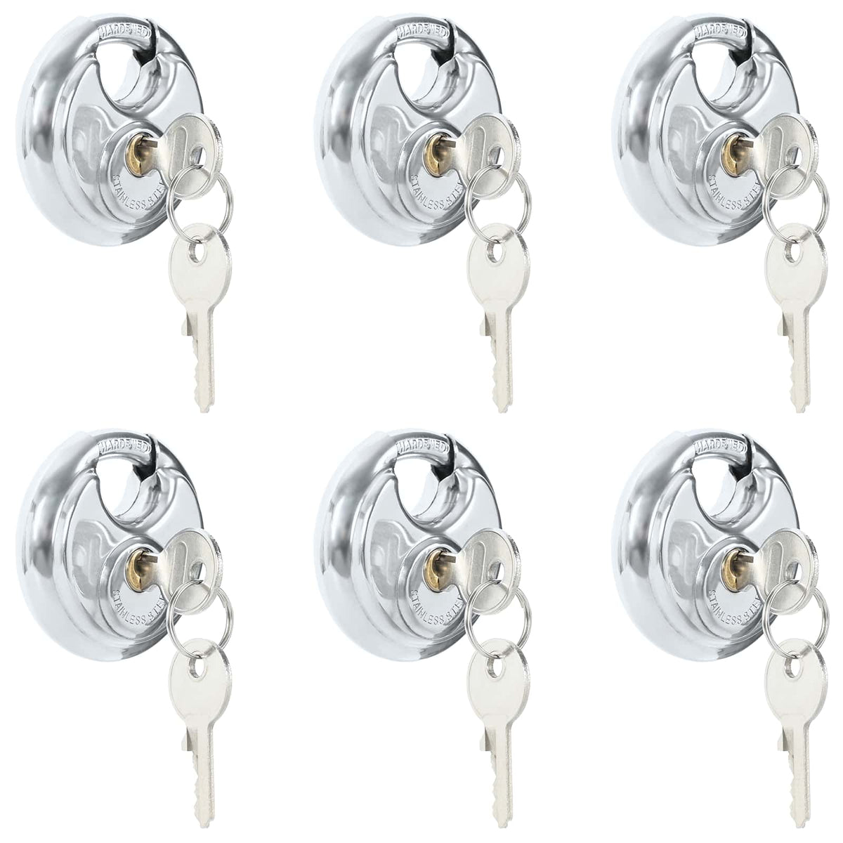 Vidaxl Diskusschlösser mit Schlüssel 6 Stück Silber 7 x 2,4 x 7 cm