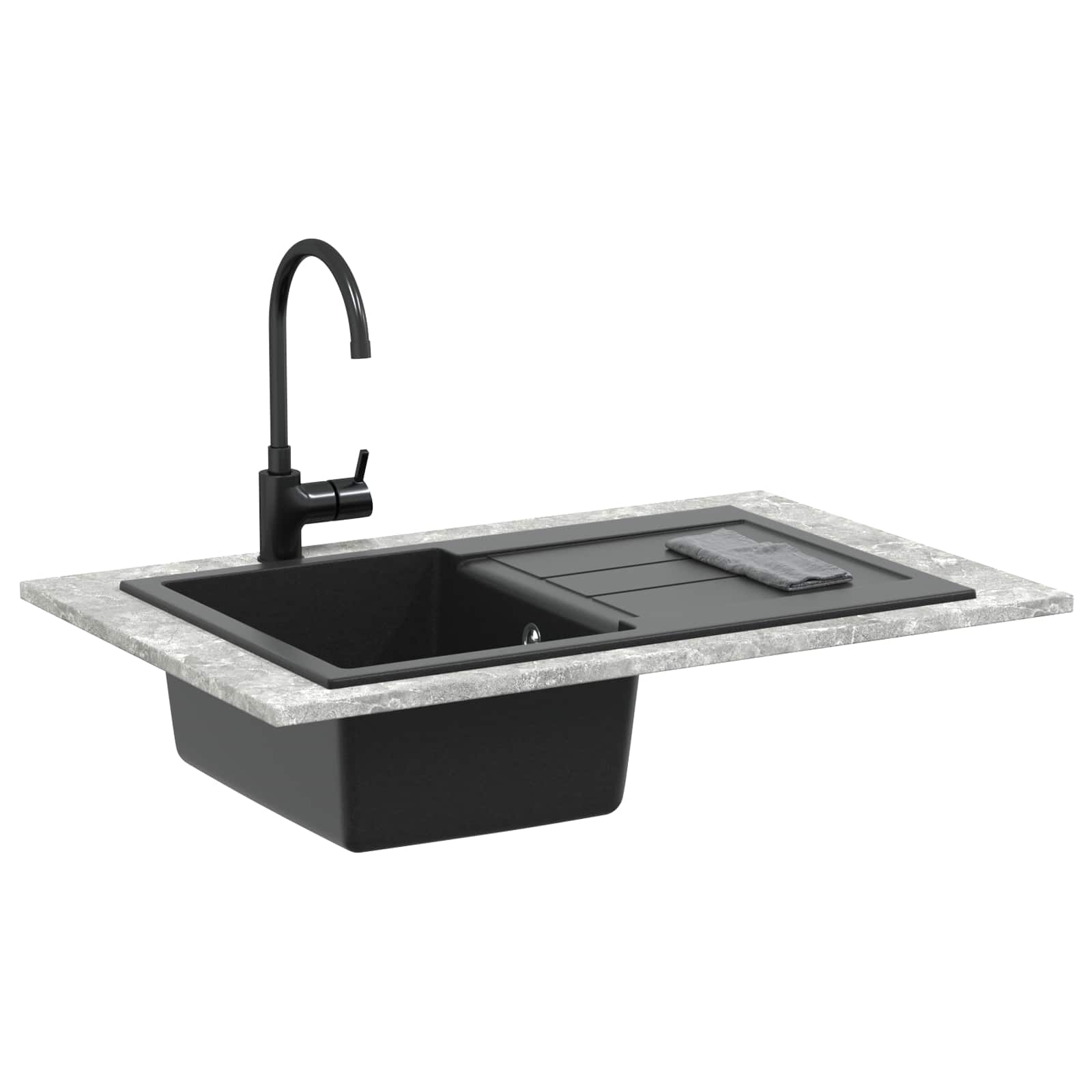 Vidaxl Wasbak Schwarz 780 x 500 mm 80 % Schwarz und 20 % Hart