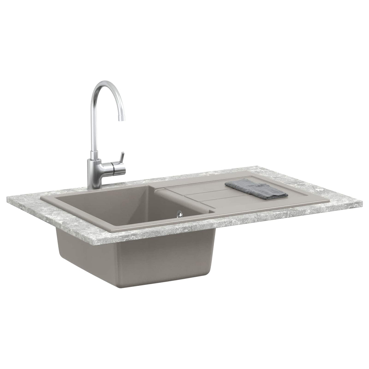 Vidaxx graues Waschbecken 780 x 500 mm 80 % Quarz und 20 % Harz
