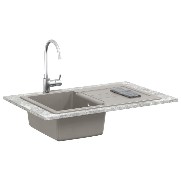 Vidaxx graues Waschbecken 780 x 500 mm 80 % Quarz und 20 % Harz