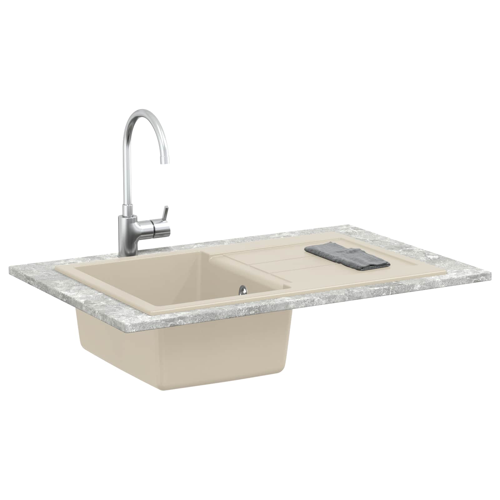 Vidaxx Waschbecken Beige 780 x 500 mm 80 % Quarz und 20 % Harz