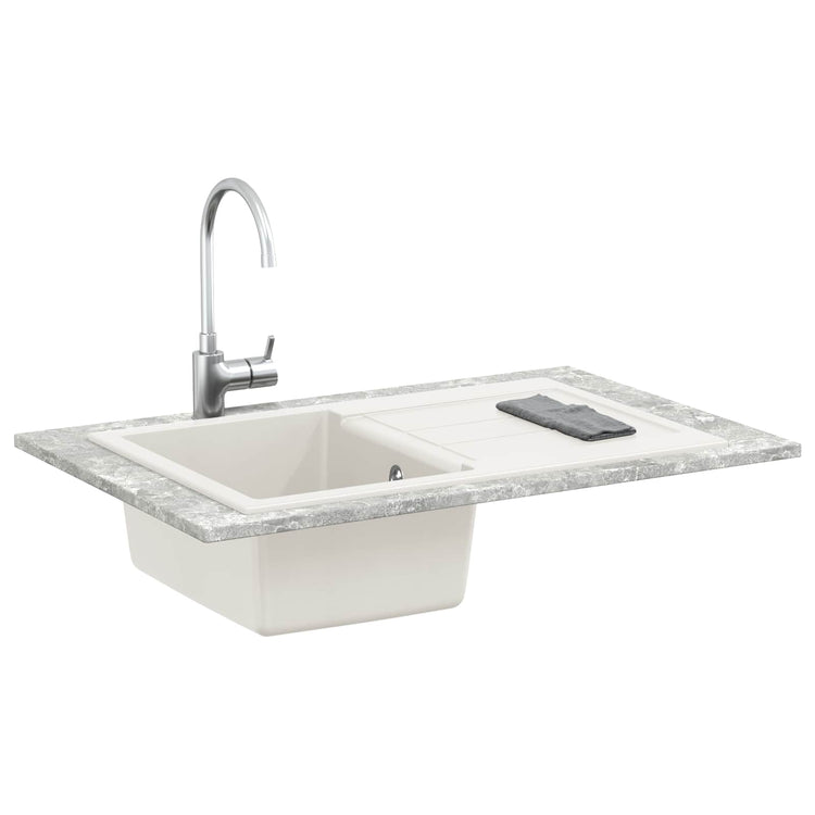 Vidaxx weißes Waschbecken 780 x 500 mm 80 % Quarz und 20 % Harz