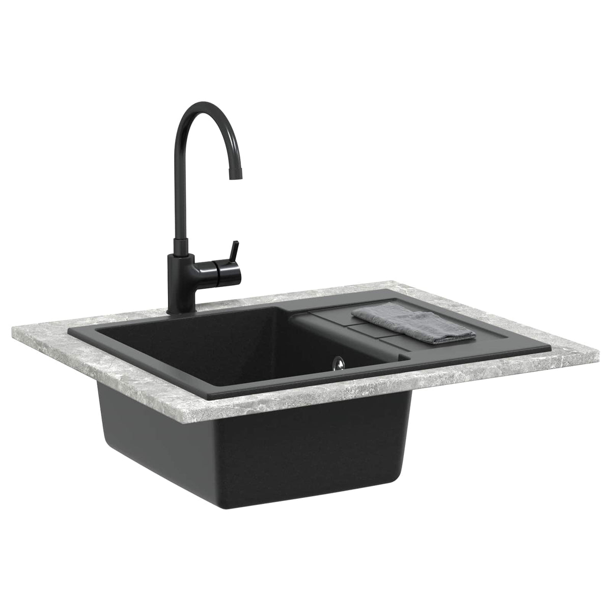 VidaXL Spüle schwarz 620 x 500 mm 80 % Quarz und 20 % Harz