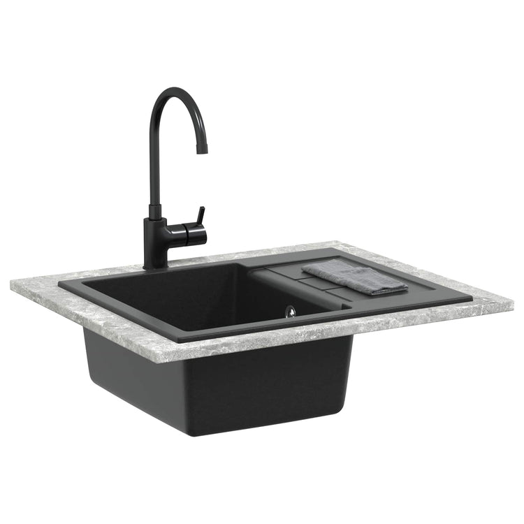 VidaXL Spüle schwarz 620 x 500 mm 80 % Quarz und 20 % Harz