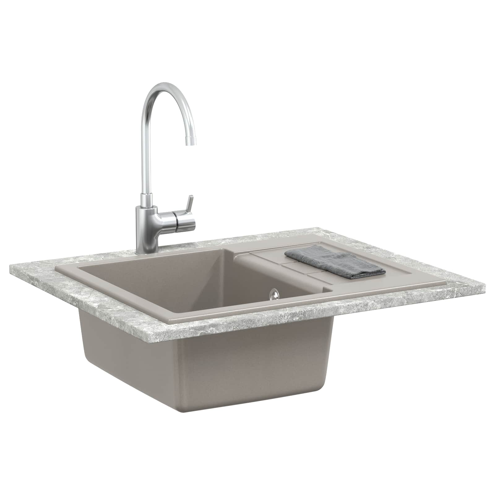 Vidaxx graues Waschbecken 620 x 500 mm 80 % Quarz und 20 % Harz