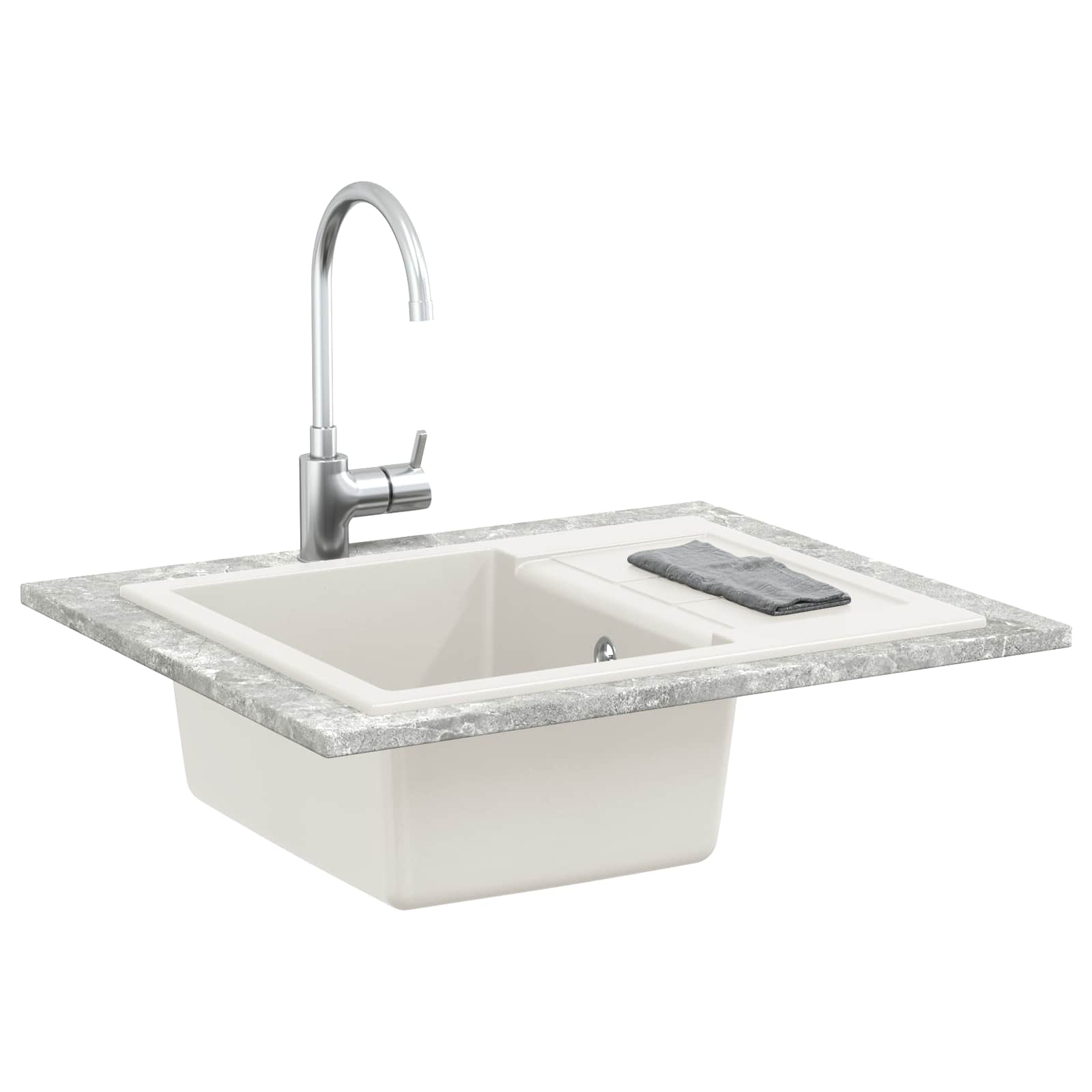 Vidaxx weißes Waschbecken 620 x 500 mm 80 % Quarz und 20 % Harz