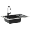 VidaXL Spüle schwarz 780 x 500 mm 80 % Quarz und 20 % Harz