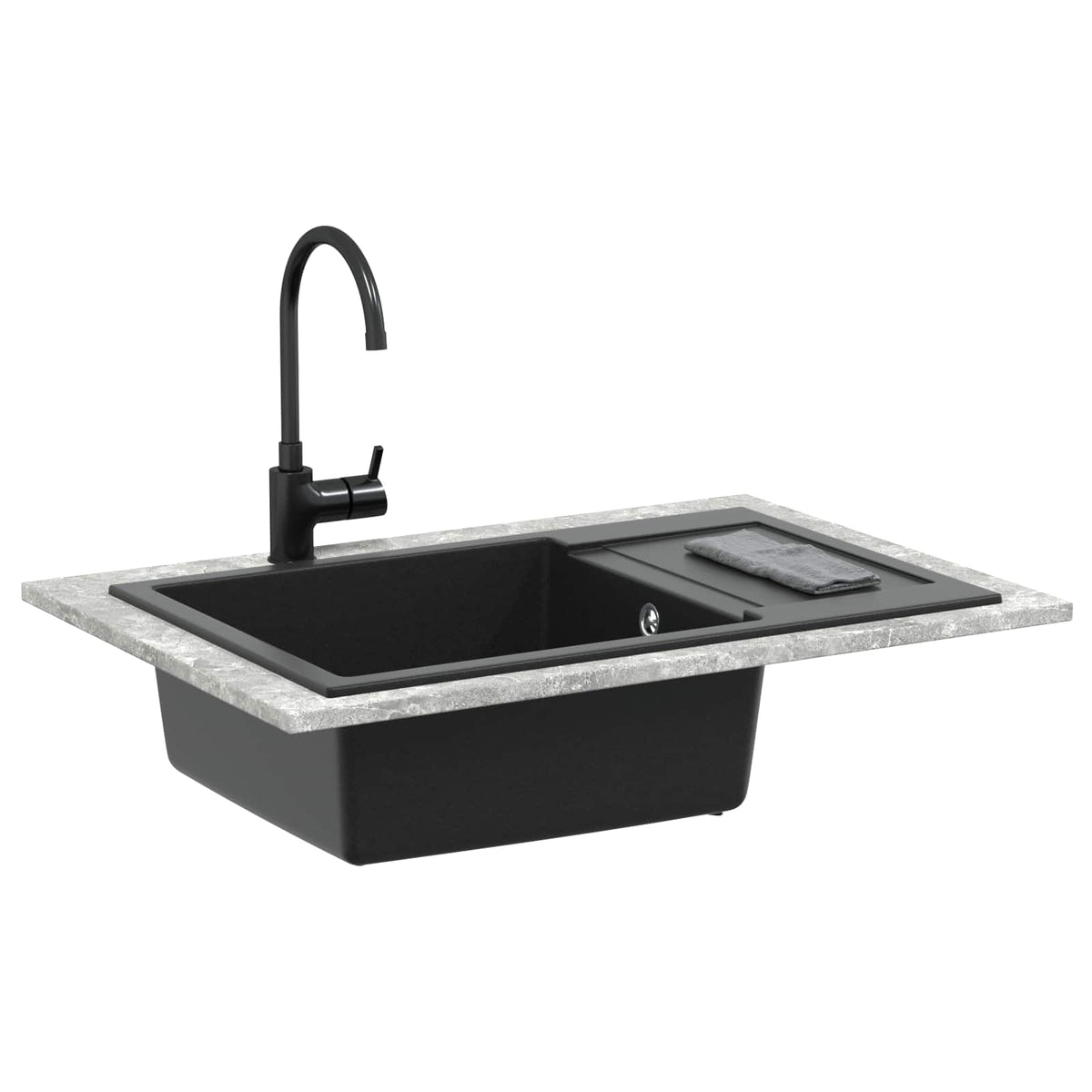 VidaXL Spüle schwarz 780 x 500 mm 80 % Quarz und 20 % Harz