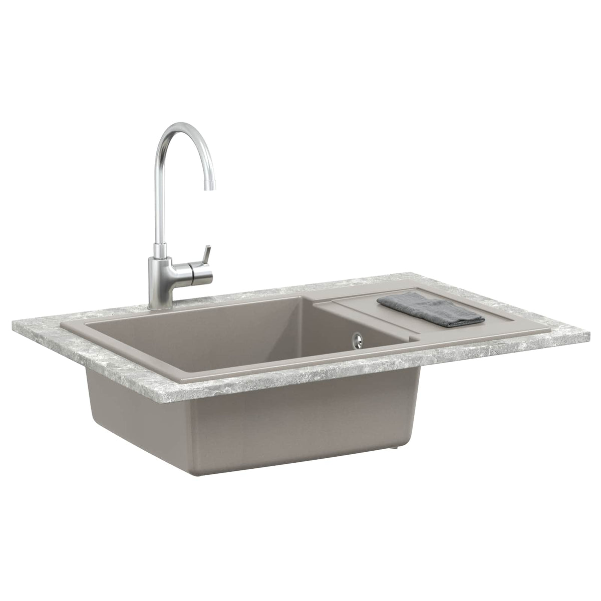 Vidaxx graues Waschbecken 780 x 500 mm 80 % Quarz und 20 % Harz