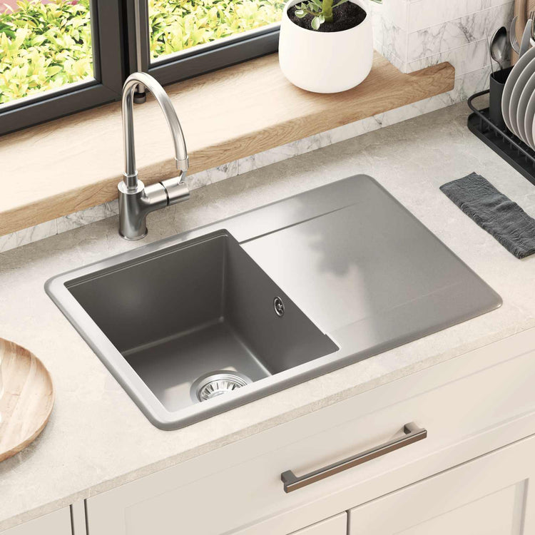 Vidaxx Waschbecken grau 670 x 460 mm 80 % Quarz und 20 % Harz