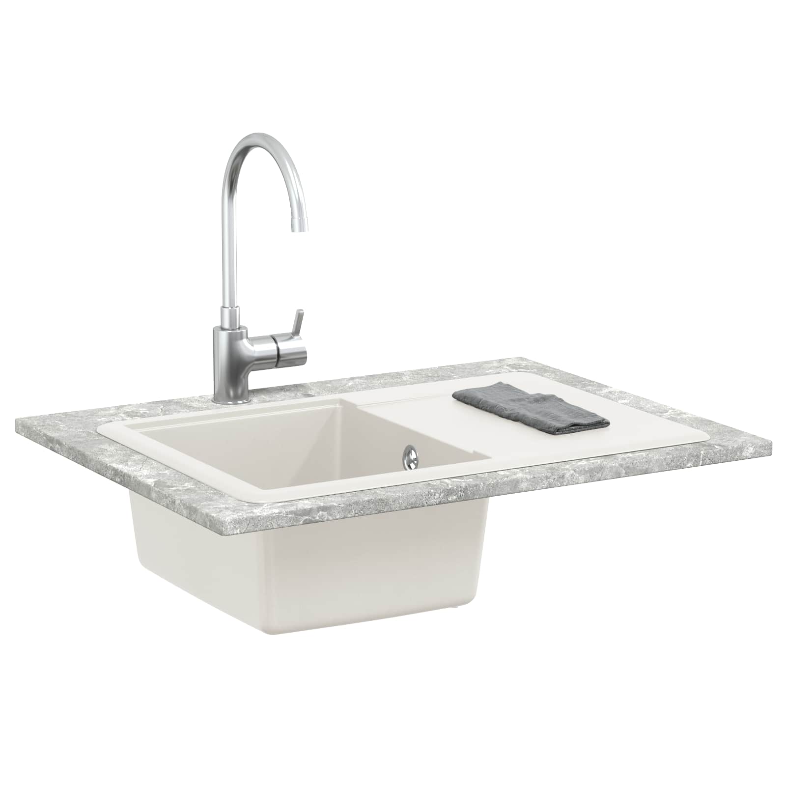 Vidaxx weißes Waschbecken 670 x 460 mm 80 % Quarz und 20 % Harz