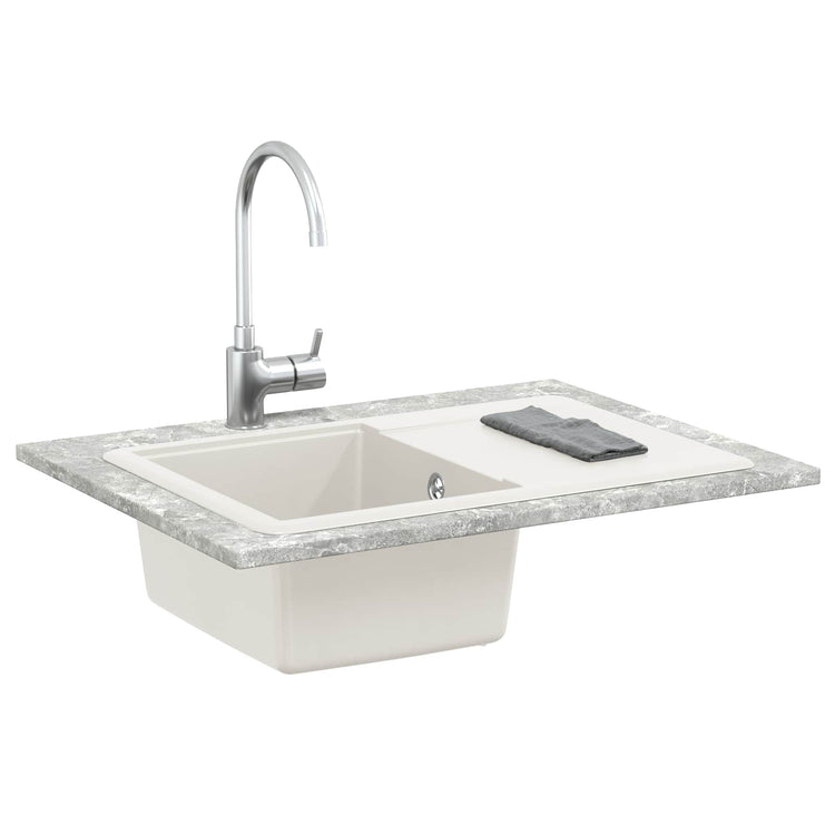 Vidaxx weißes Waschbecken 670 x 460 mm 80 % Quarz und 20 % Harz