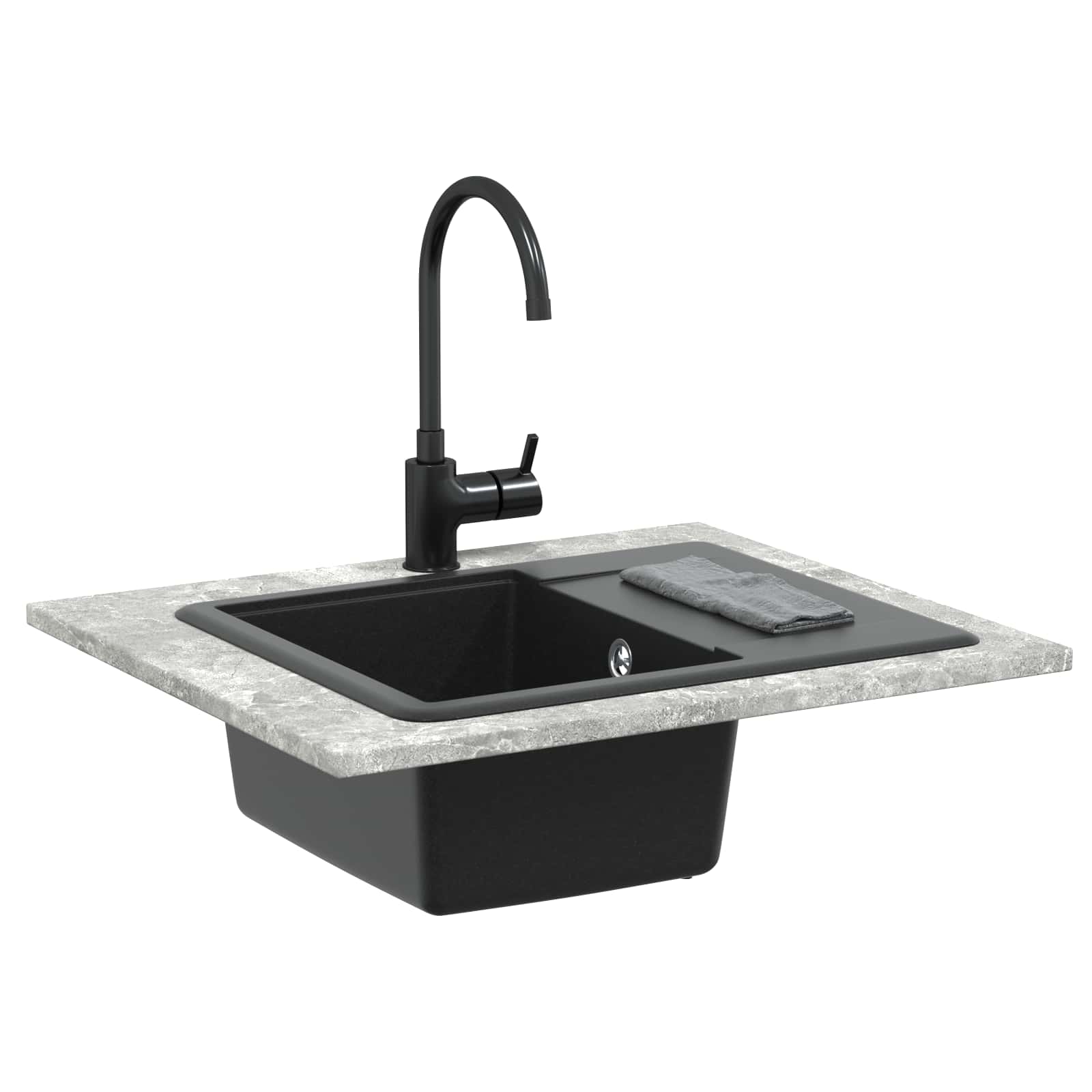 VidaXL Spüle schwarz 560 x 460 mm 80 % Quarz und 20 % Harz