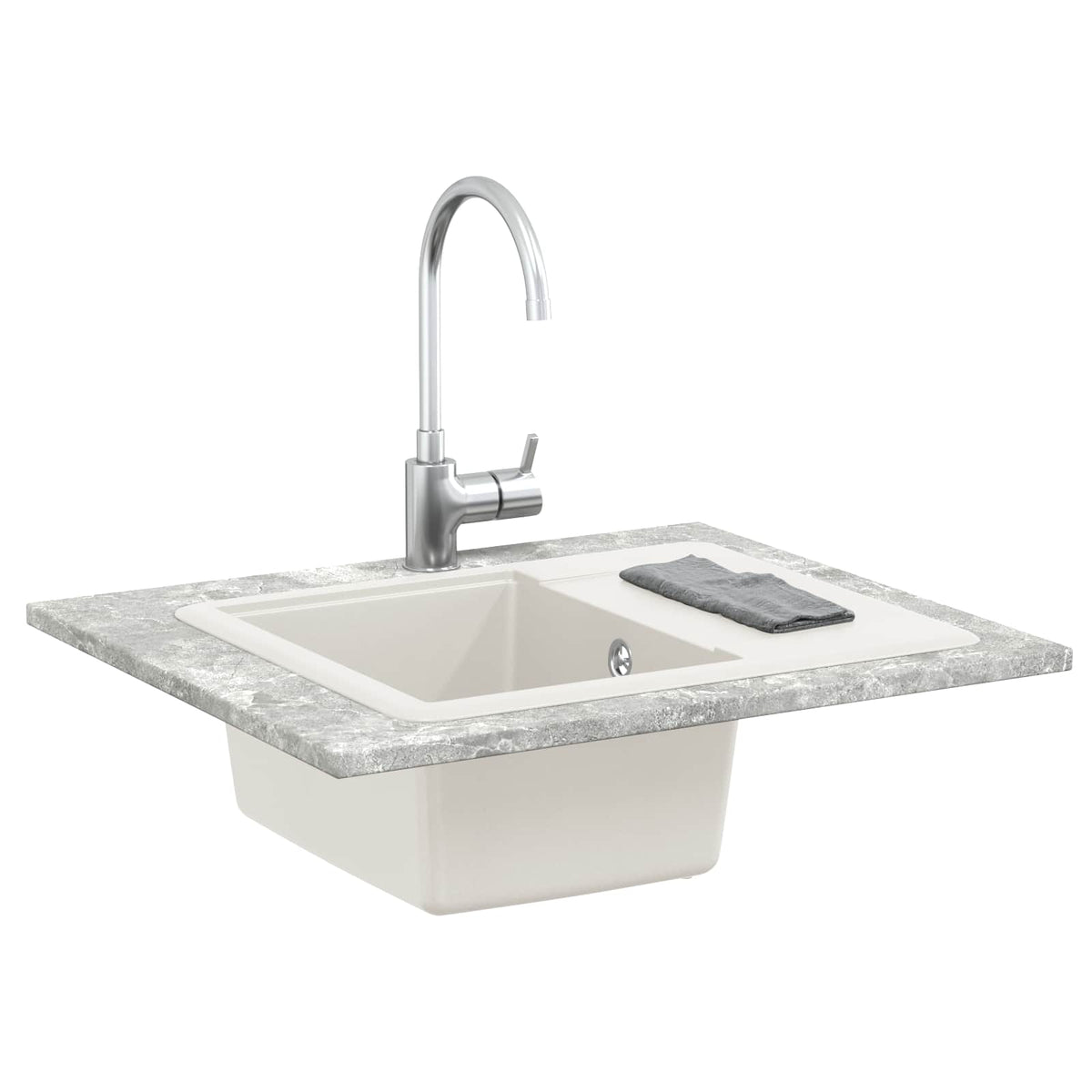 Vidaxx weißes Waschbecken 560 x 460 mm 80 % Quarz und 20 % Harz