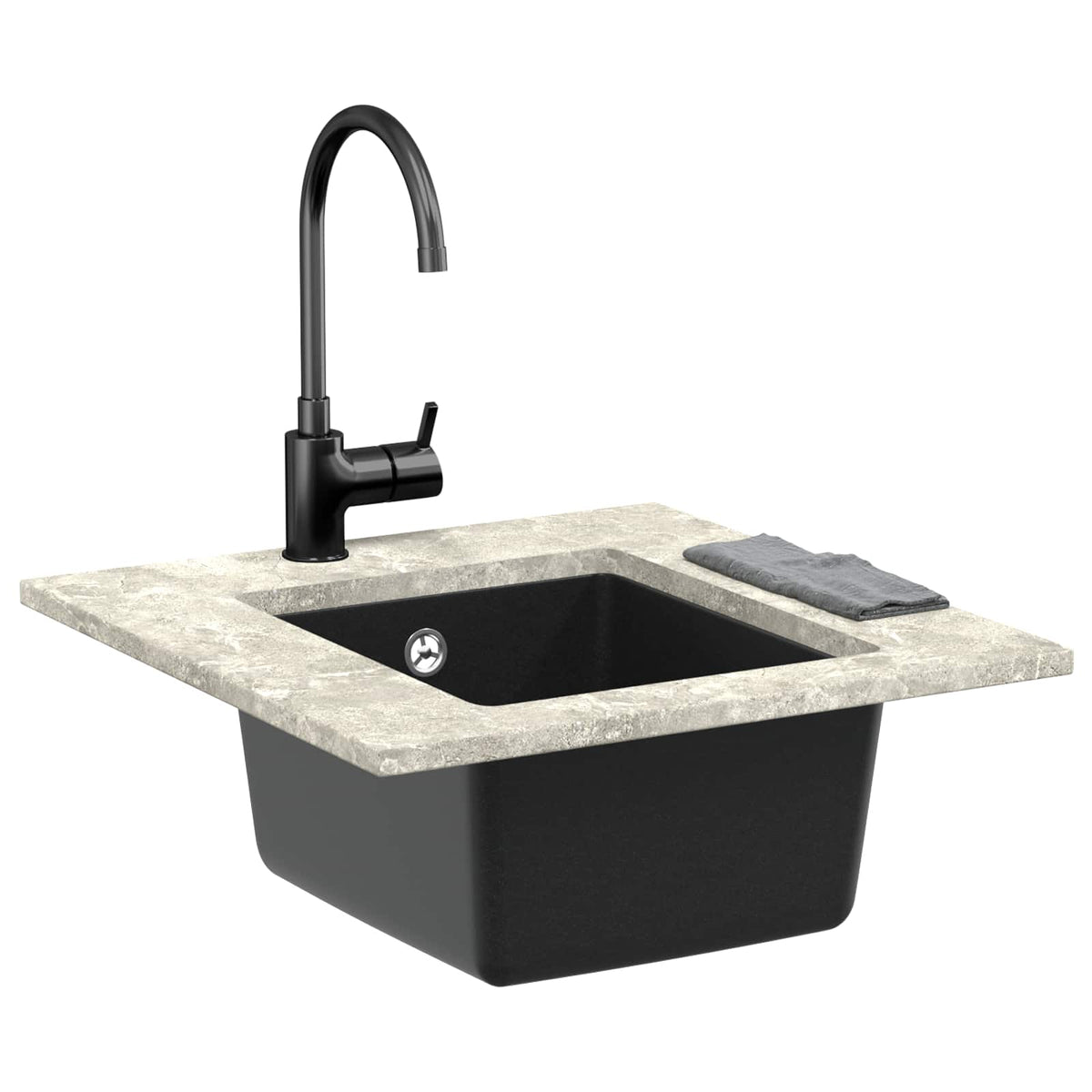 VidaXL Spüle schwarz 370 x 460 mm 80 % Quarz und 20 % Harz