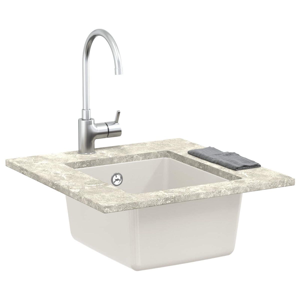 Vidaxx weißes Waschbecken 370 x 460 mm 80 % Quarz und 20 % Harz