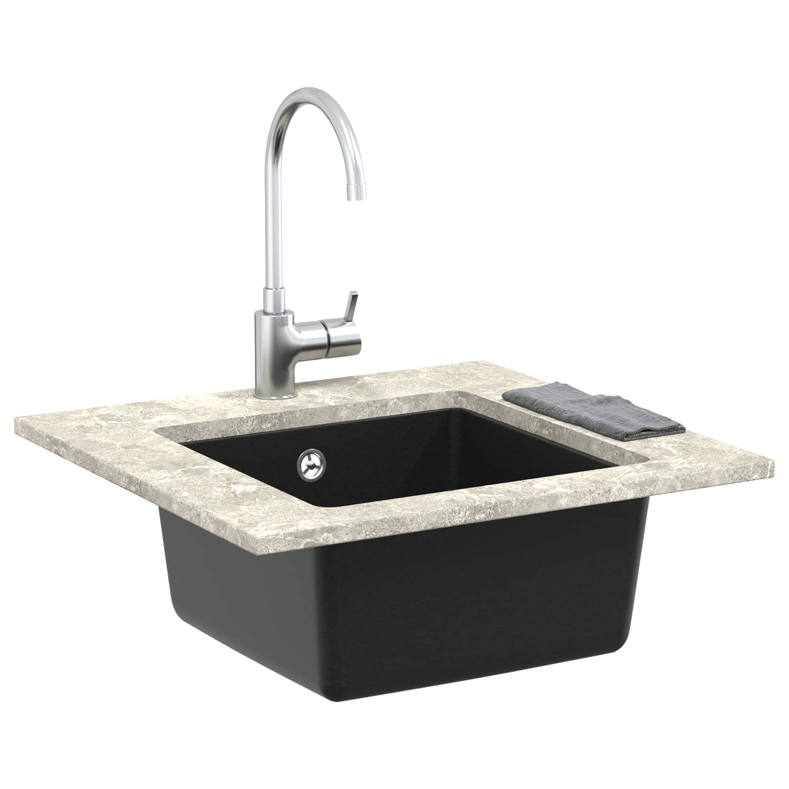 VidaXL Spüle schwarz 430 x 460 mm 80 % Quarz und 20 % Harz