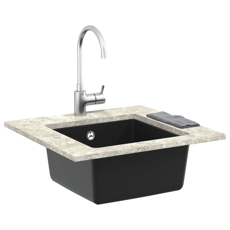 VidaXL Spüle schwarz 430 x 460 mm 80 % Quarz und 20 % Harz