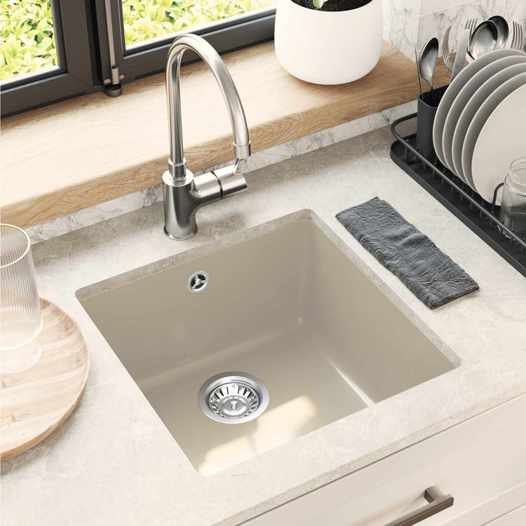 Vidaxx Waschbecken Beige 430 x 460 mm 80 % Quarz und 20 % Harz
