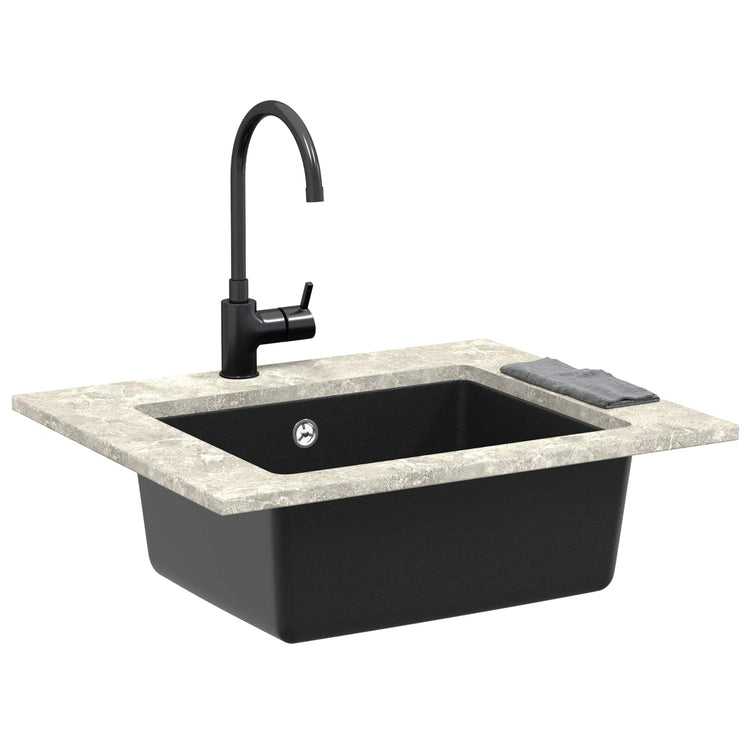 VidaXL Spüle schwarz 530 x 460 mm 80 % Quarz und 20 % Harz