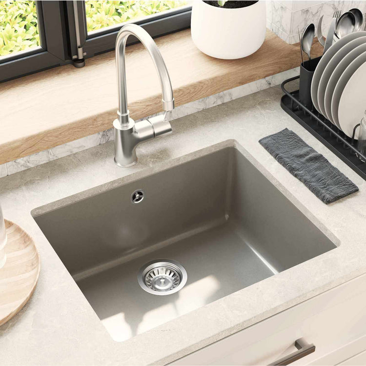 Vidaxx graues Waschbecken 530 x 460 mm 80 % Quarz und 20 % Harz