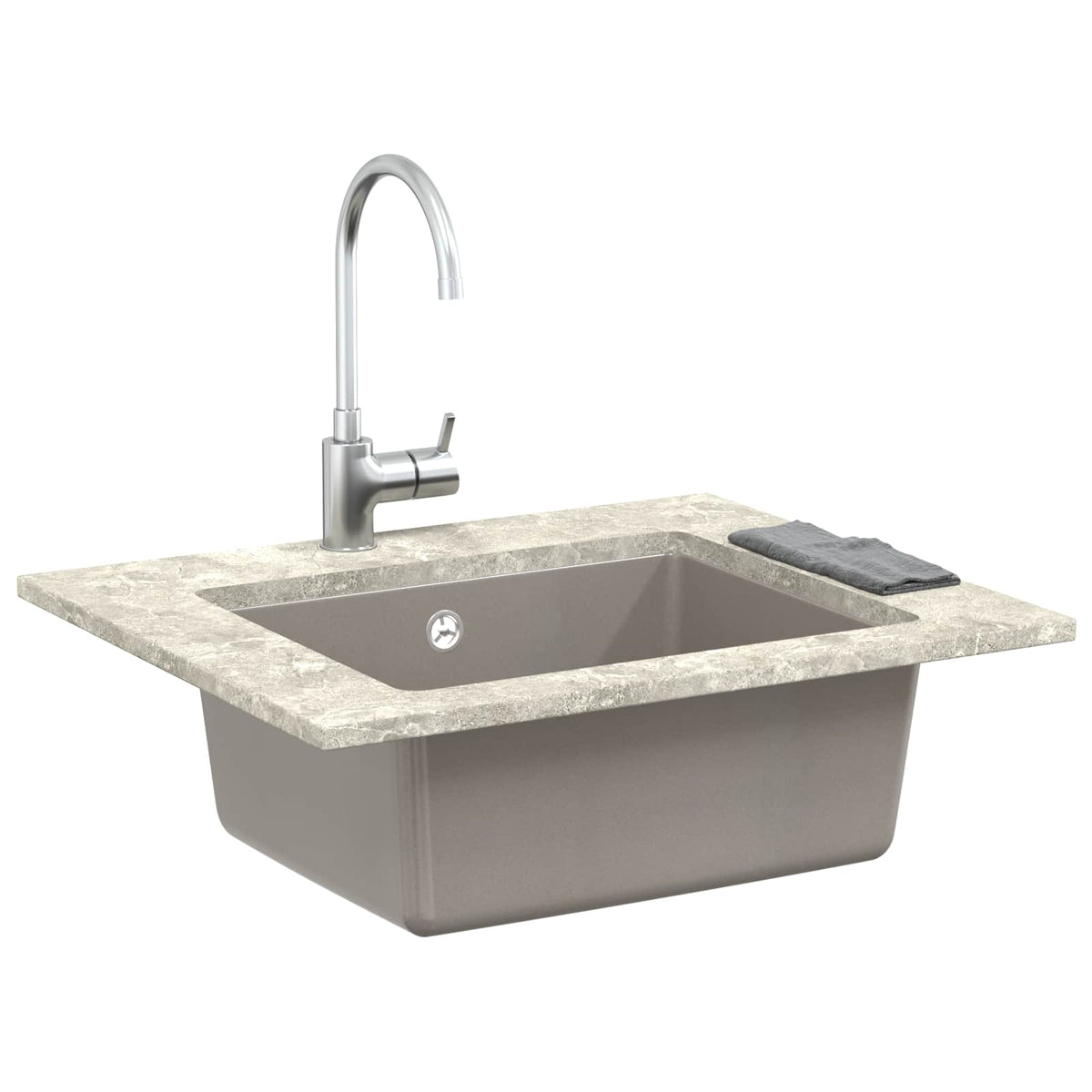 Vidaxx graues Waschbecken 530 x 460 mm 80 % Quarz und 20 % Harz