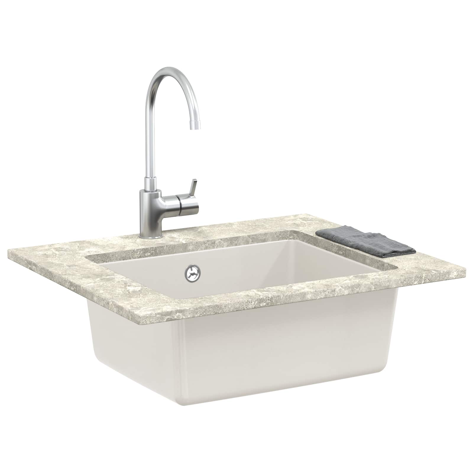 Vidaxx weißes Waschbecken 530 x 460 mm 80 % Quarz und 20 % Harz