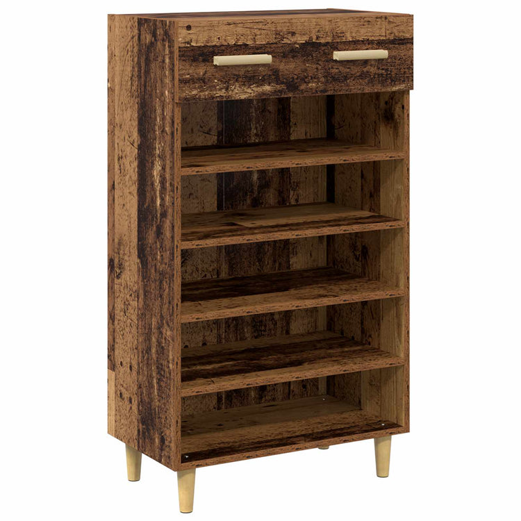 Vidaxxl Schuhschrank mit Schublade Altholz 60 x 35 x 105 cm verarbeitetes Holz