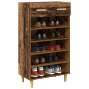 Vidaxxl Schuhschrank mit Schublade Altholz 60 x 35 x 105 cm verarbeitetes Holz - afbeelding 3