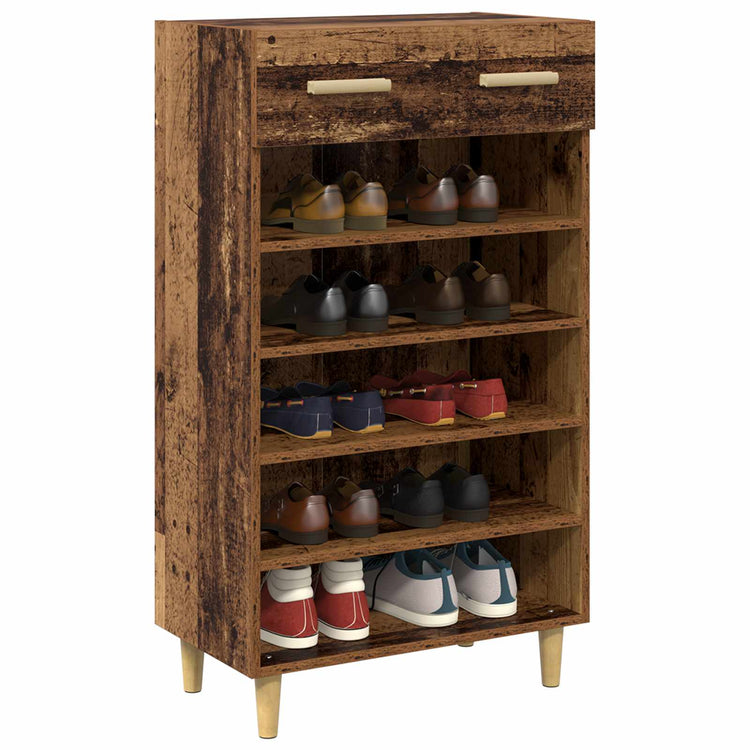 Vidaxxl Schuhschrank mit Schublade Altholz 60 x 35 x 105 cm verarbeitetes Holz