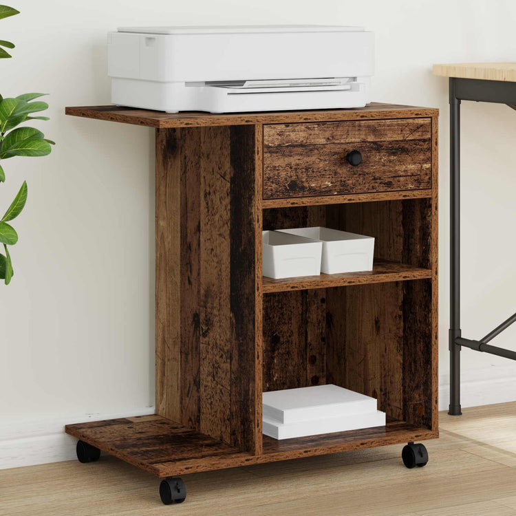 Vidaxxl Druckerständer mit Schublade Altholz 60 x 40 x 68,5 cm verarbeitetes Holz