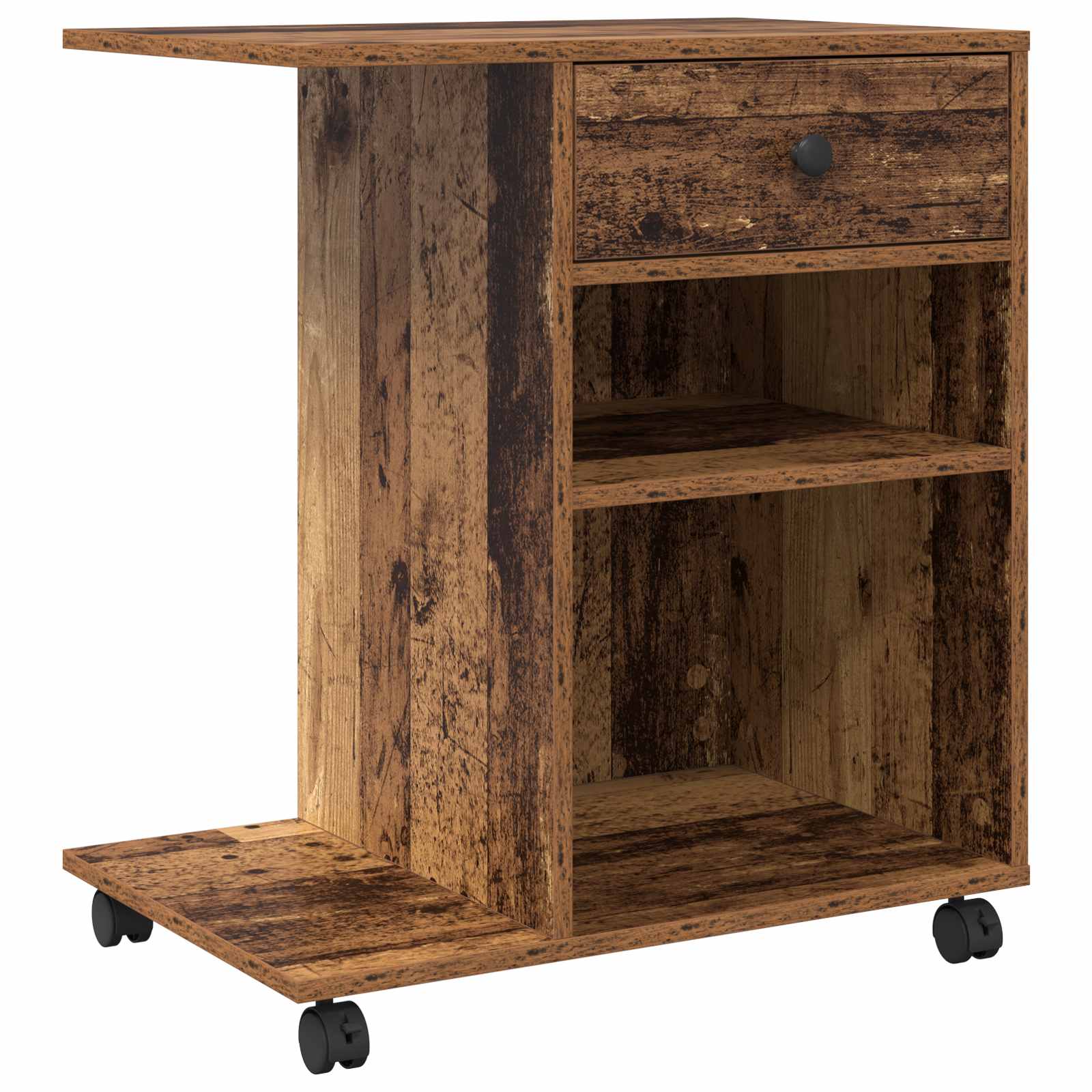 Vidaxxl Druckerständer mit Schublade Altholz 60 x 40 x 68,5 cm verarbeitetes Holz