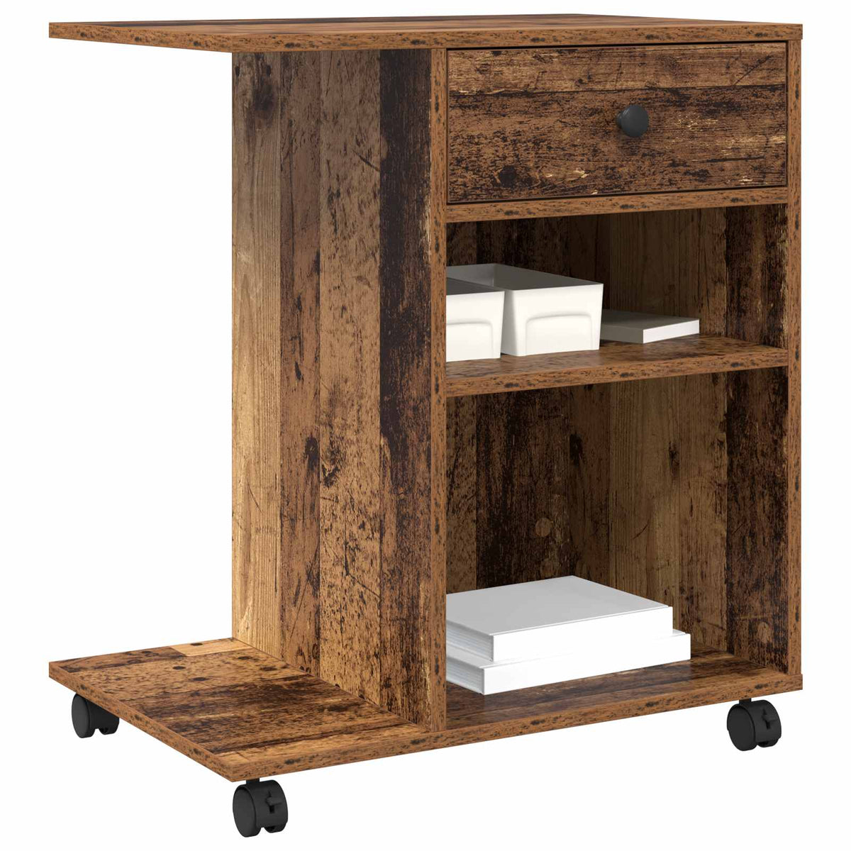 Vidaxxl Druckerständer mit Schublade Altholz 60 x 40 x 68,5 cm verarbeitetes Holz