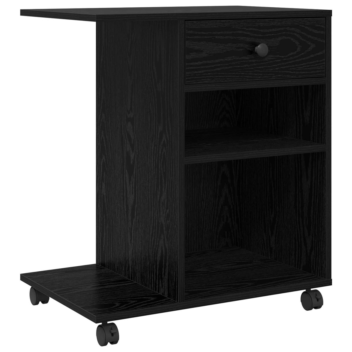Vidaxl-Druckerständer, schlichte schwarze Eiche, 60 x 40 x 68,5 cm, fertiges Holz