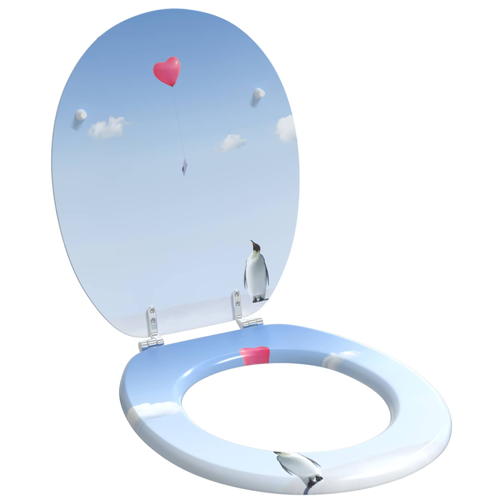 Vidaxx WC-Sitz mit Absenkautomatik, blau, 44 x 38 cm, MDF-Platte