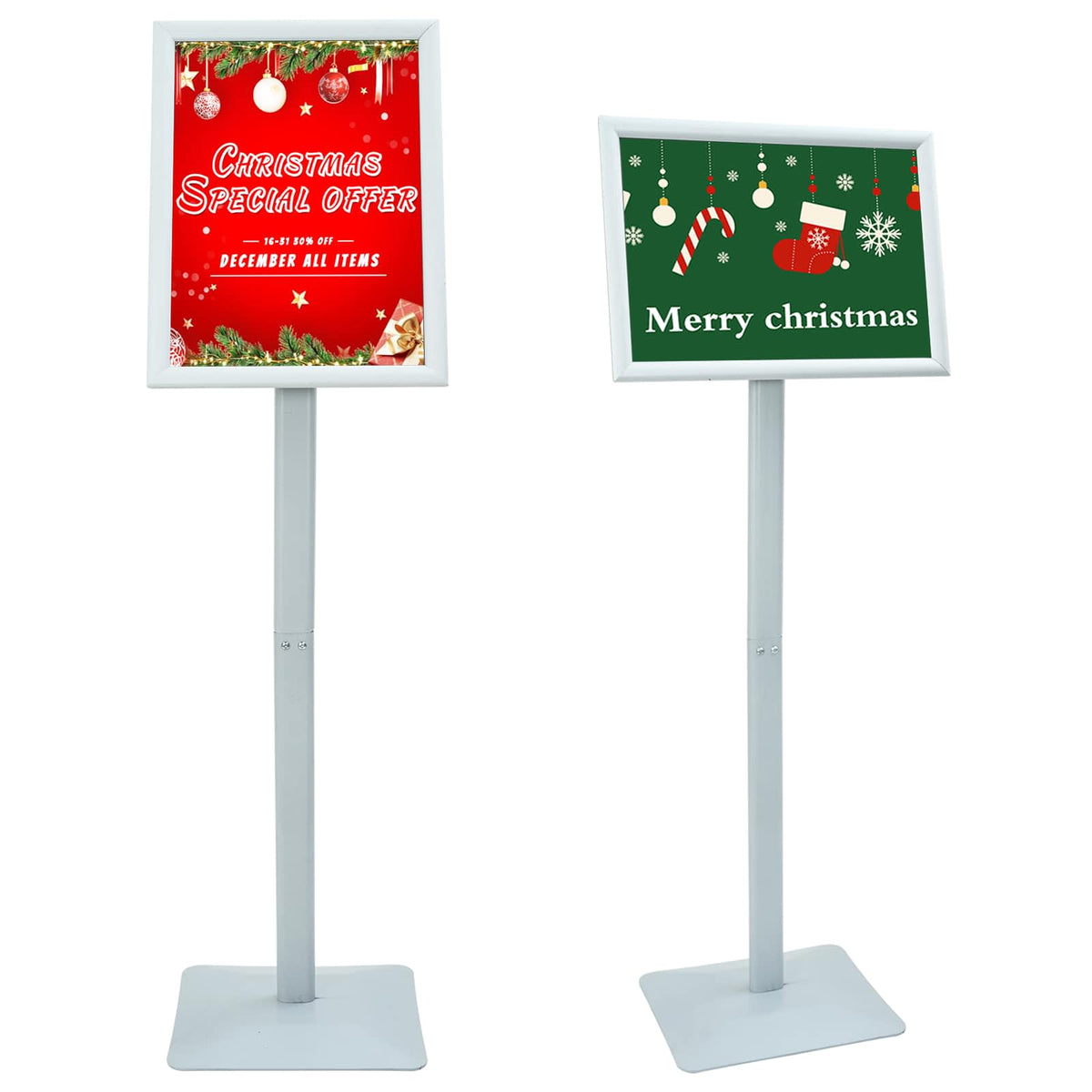 Vidaxl-Posterständer mit Sockel, silberfarben, 32,5 x 27 x 126 cm, PVC und Gusseisen
