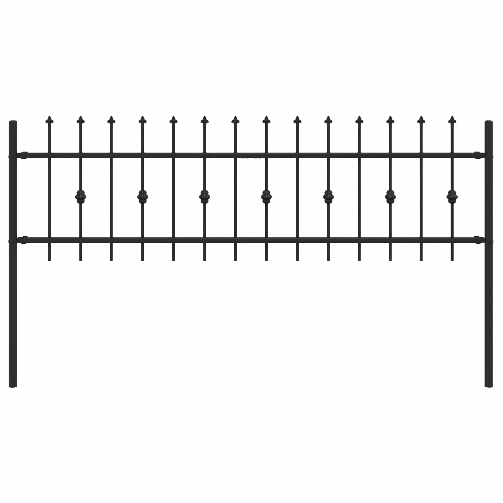VidaXL Erdspießzaun schwarz 200 x 130 cm pulverbeschichteter Stahl