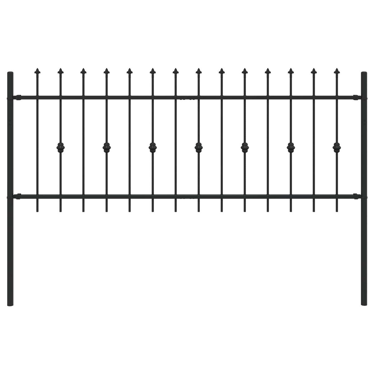 VidaXL Erdspießzaun schwarz 200 x 130 cm pulverbeschichteter Stahl