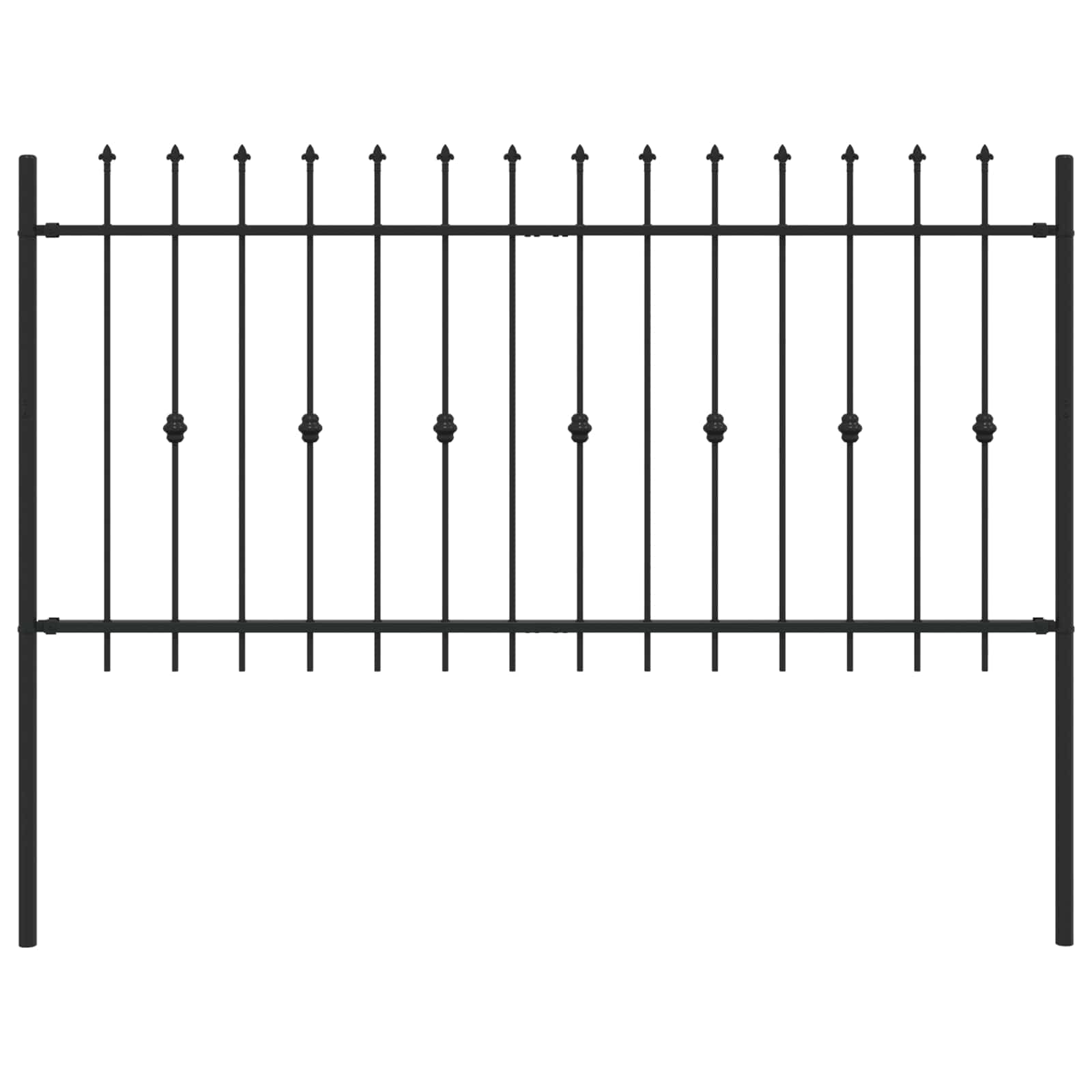 VidaXL Erdspießzaun schwarz 200 x 150 cm pulverbeschichteter Stahl
