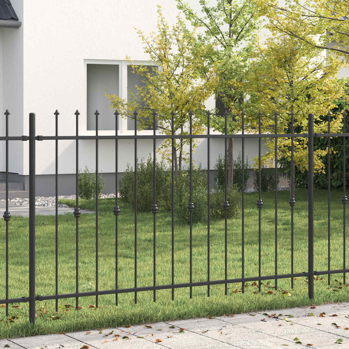 VidaXL Erdspießzaun schwarz 200 x 130 cm pulverbeschichteter Stahl