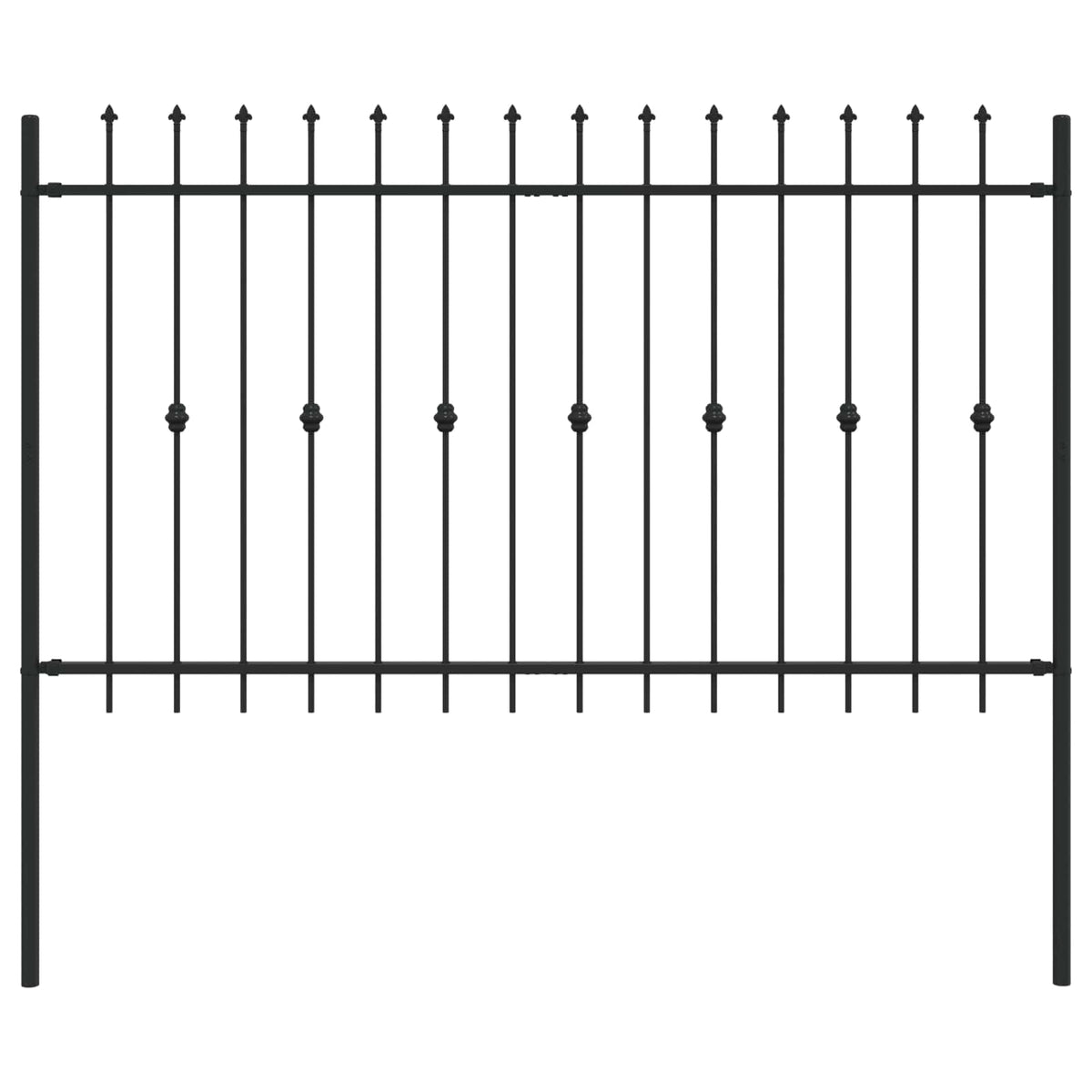 VidaXL Erdspießzaun schwarz 200 x 130 cm pulverbeschichteter Stahl