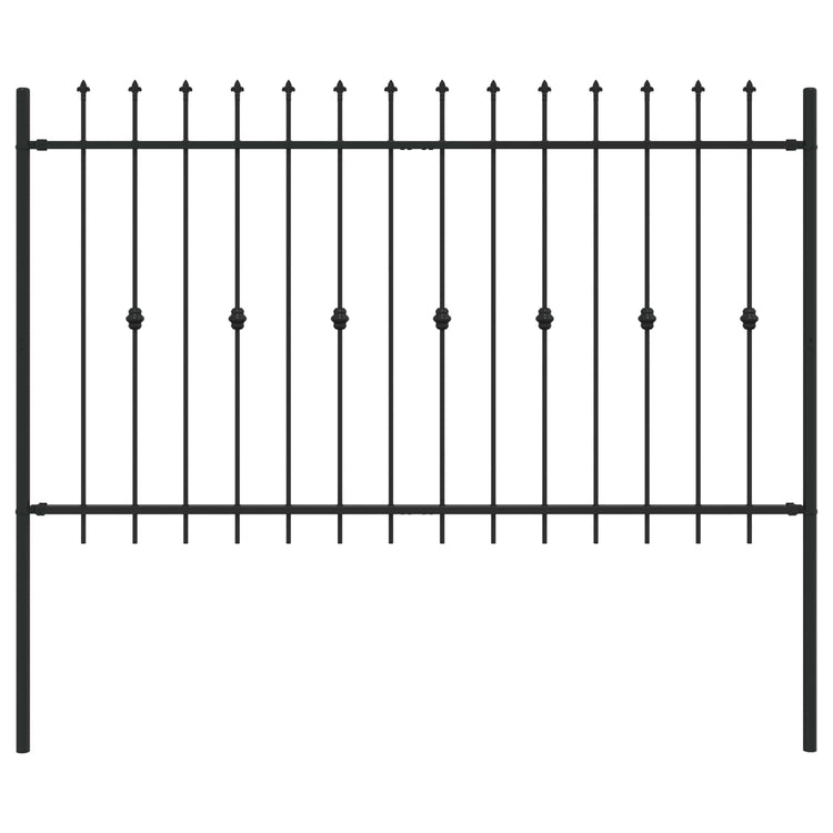 VidaXL Erdspießzaun schwarz 200 x 130 cm pulverbeschichteter Stahl