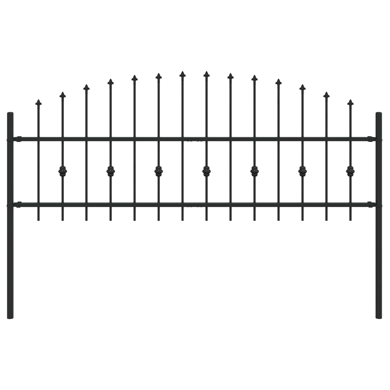 VidaXL Erdspießzaun schwarz 200 x 130 cm pulverbeschichteter Stahl