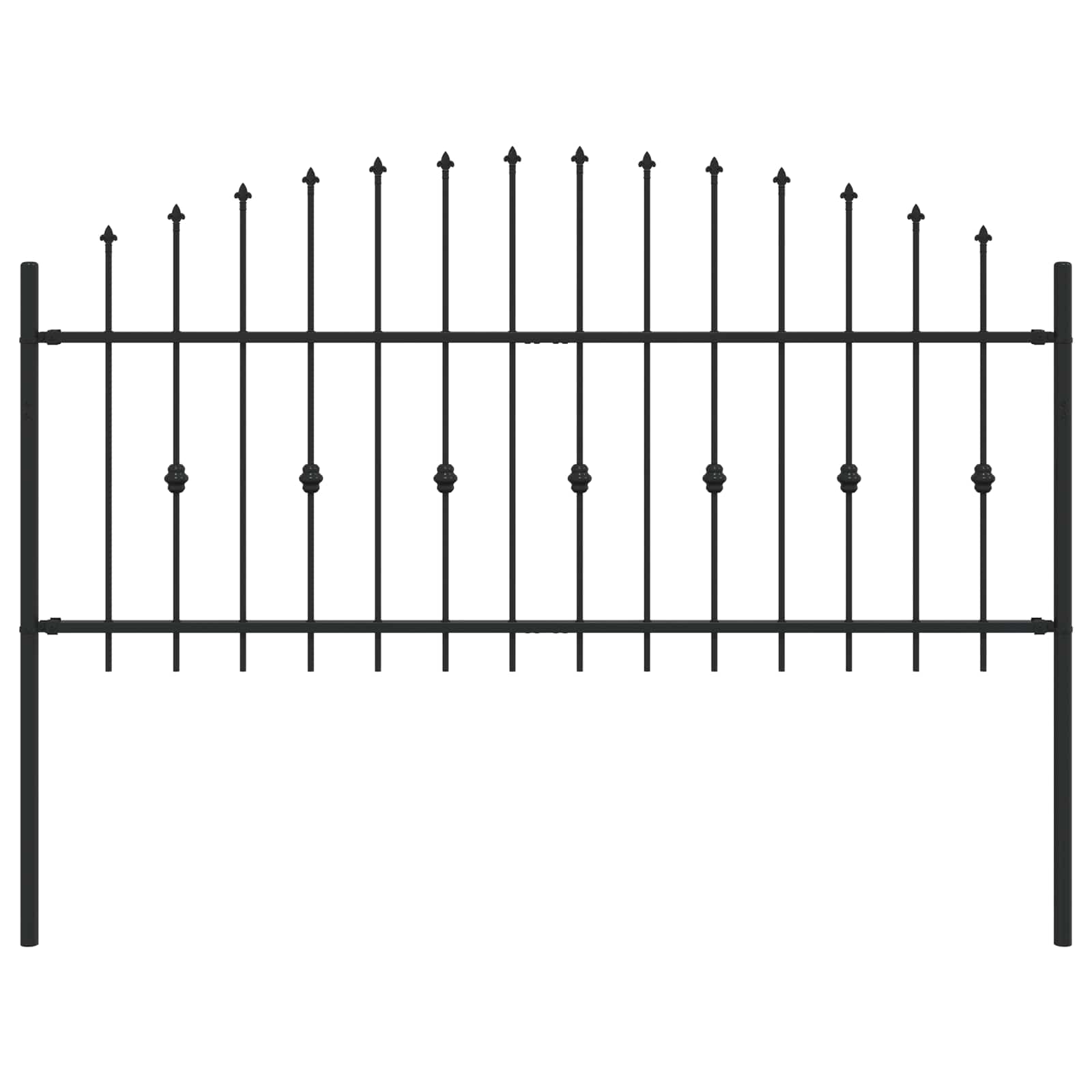 VidaXL Erdspießzaun schwarz 200 x 130 cm pulverbeschichteter Stahl