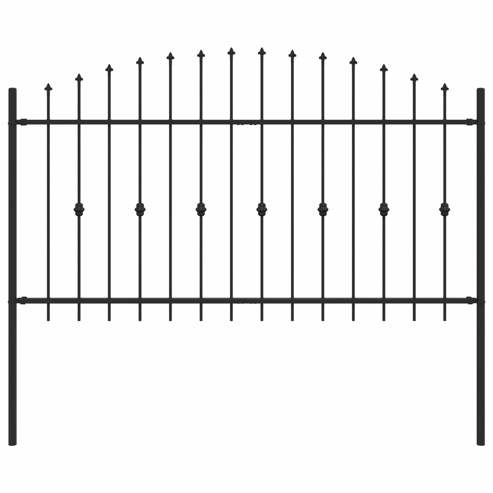 VidaXL Erdspießzaun schwarz 200 x 150 cm pulverbeschichteter Stahl
